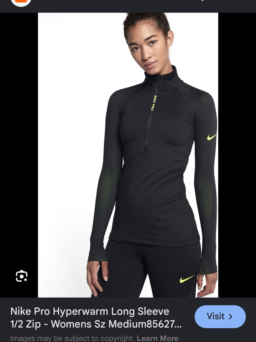 Nike Black Long Sleeve 1/2 Zip Top with Volt Accents
